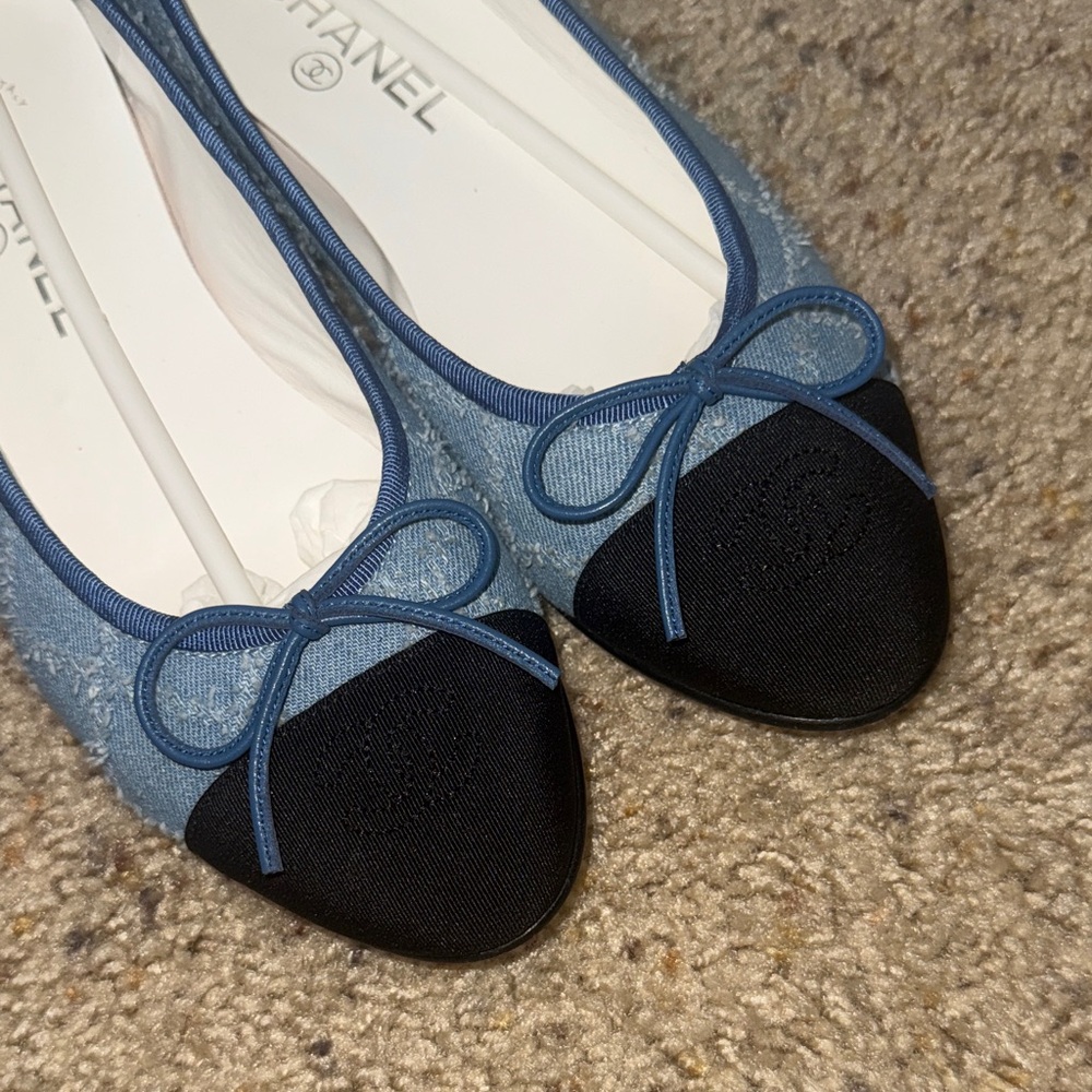 Chanel denim flats